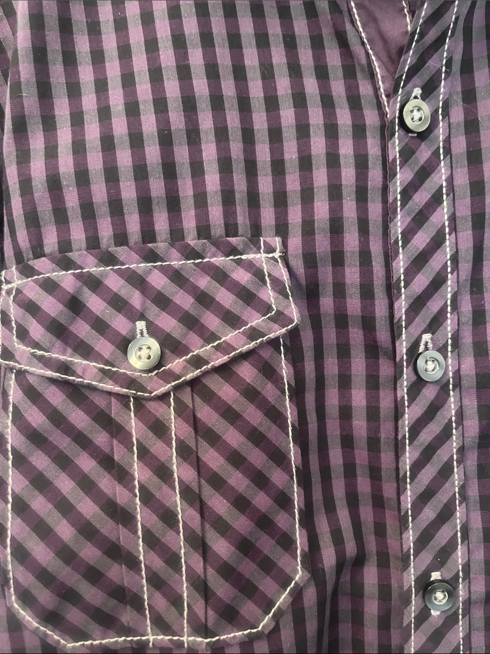 Michael Brandon Purple and Black Check Button-Down Shirt